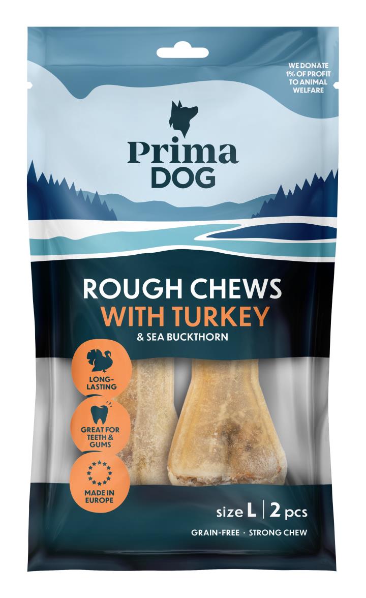 PrimaDog Rough Chews Koiran puruluu, Kalkkuna & tyrni -täyteluu
