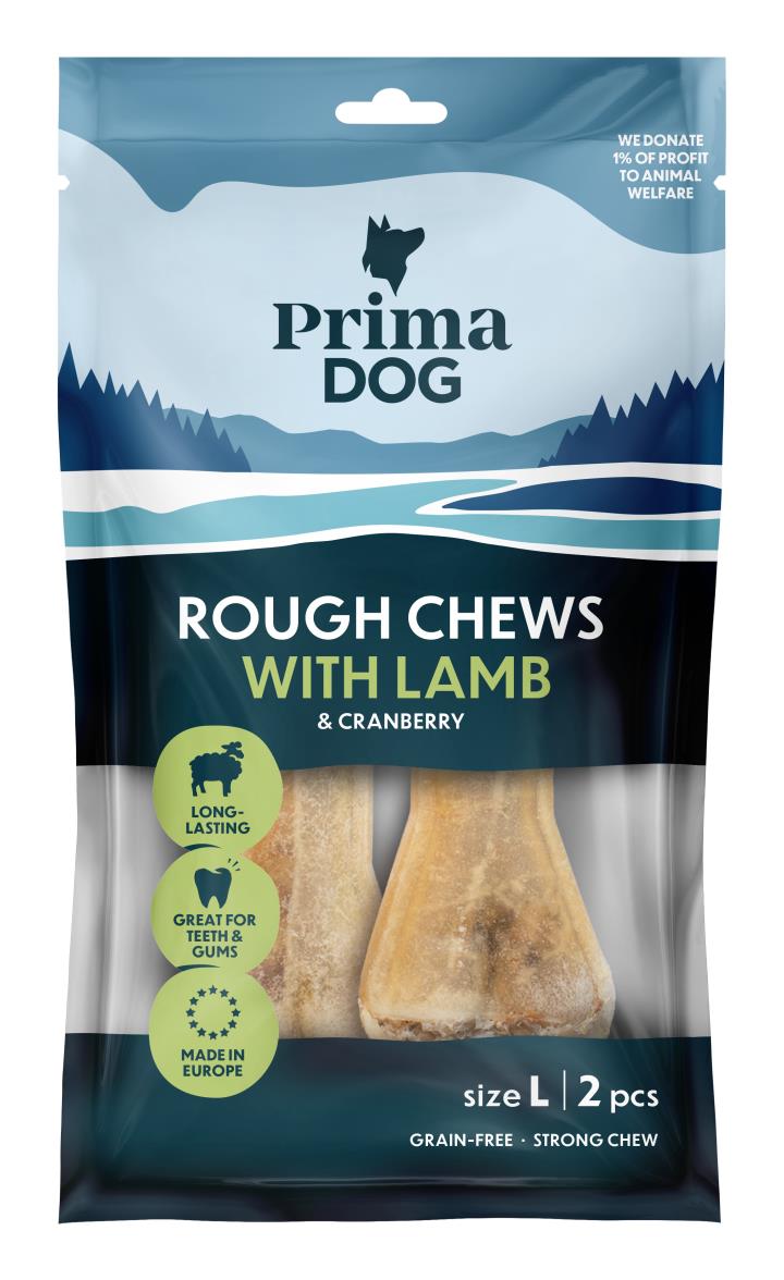 PrimaDog Rough Chews Koiran puruluu, Lammas & karpalo -täyteluu